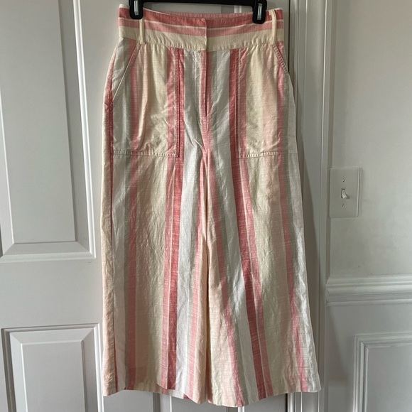 Cremieux Striped Pink and Cream Women's Culottes Size 4 - Picture 3 of 7